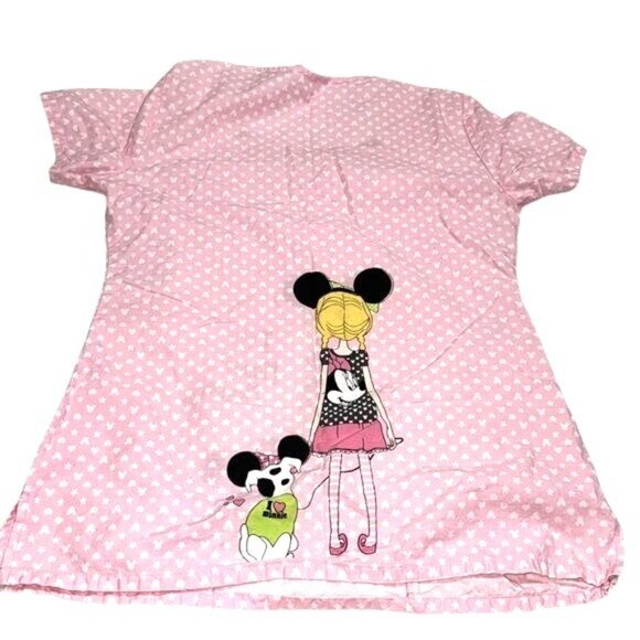 Disney Minnie Mouse Pink Heart Print XS T-Shirt 100% Cotton Made In Vietnam - Picture 4 of 8
